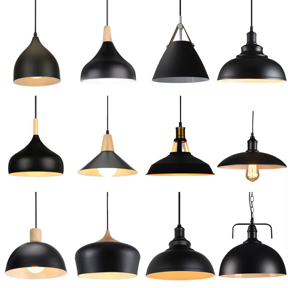 Outdoor Lighting Pendant - 北欧モダンハンギングランプヴィンテージアイアンブラックE27ペンダントライトリビングルーム用テーブル上ダイニングルームベッドサイドサスペンションライト