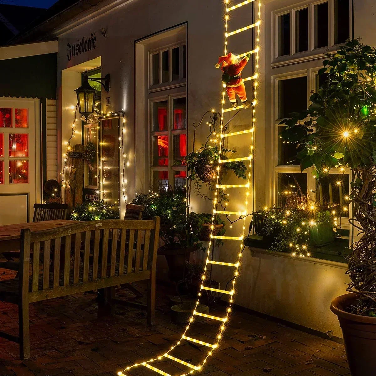 Outdoor Lighting Tree - クリスマスデコレーション用LEDストリングライト,吊り下げストリップライト,サンタクロース,屋内外,窓,庭,クリスマスツリー,家庭用