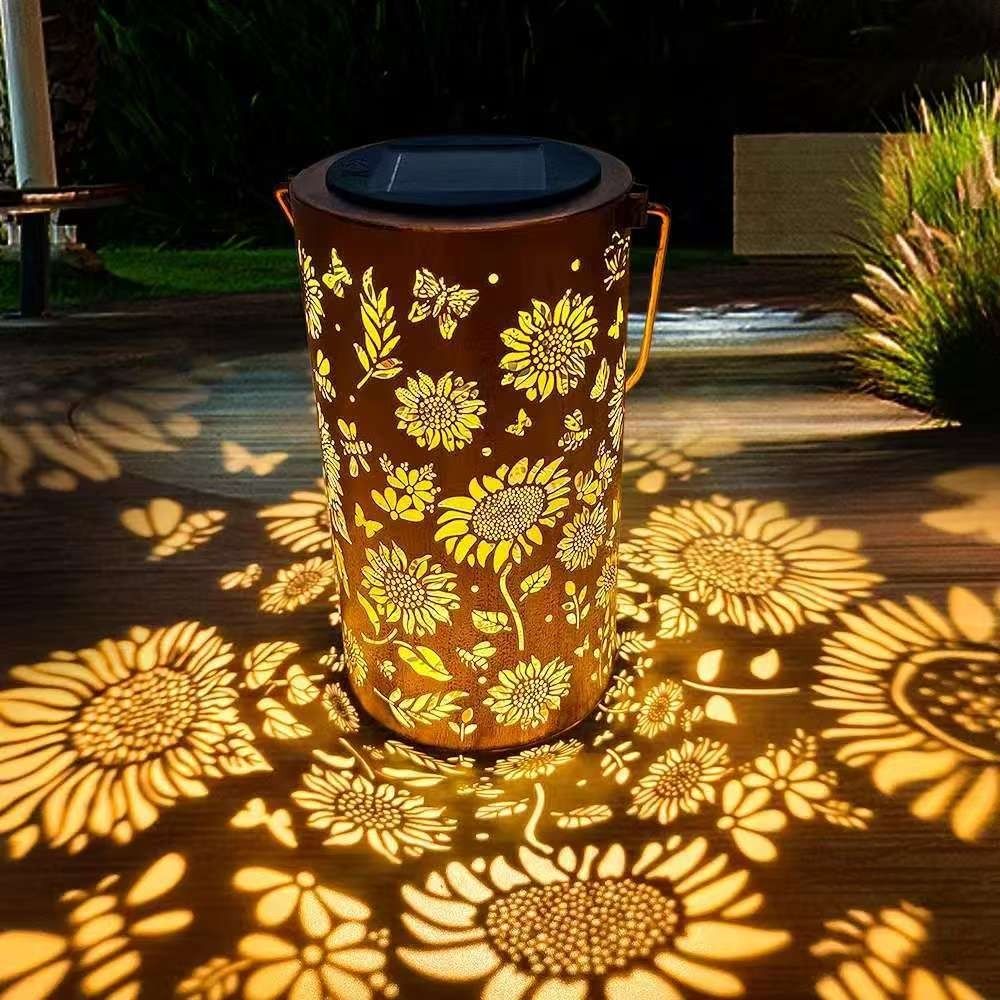 Outdoor Lighting Patio - ひまわりライトとシャドウライト防水屋外ライトソーラーパワーで夜の通路、芝生、庭、パティオの装飾照明に使用