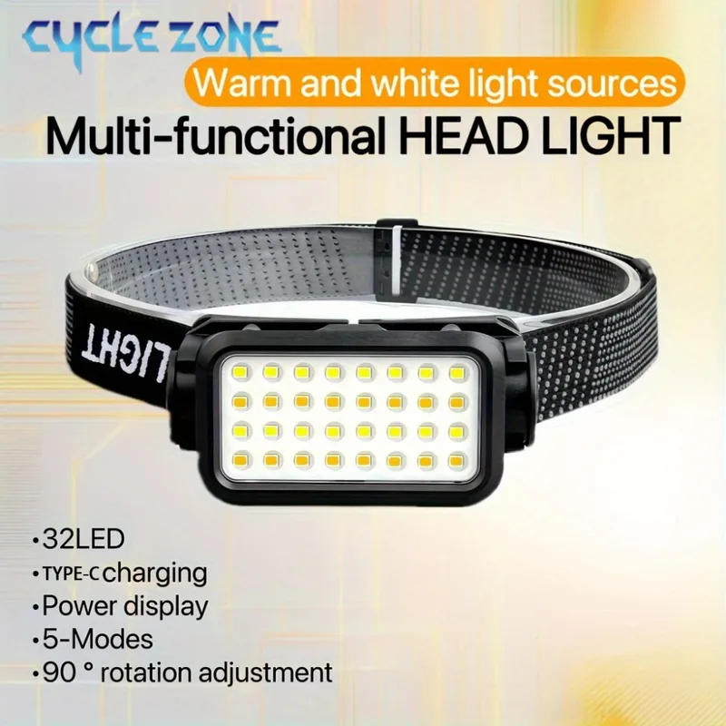 Outdoor Lighting At Lowe'S - 充電式ヘッドランプ 32 LED 5 モード調整可能なヘッドライト付き 夜間のアウトドアアドベンチャー、釣り、ウォーキング、ハイキングに最適