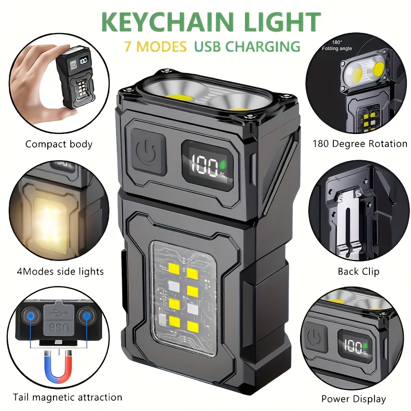 Outdoor Lighting Ideas - ミニ充電式 LED ポケット懐中電灯ポータブルサイド COB トーチクリップテールマグネットライト付き超高輝度屋外キャンプランタン
