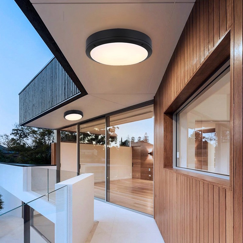 Outdoor Lighting Under Roof - 屋外シーリングライト 防水・防湿 玄関バルコニー天井照明器具 アルミ製 ブラックシーリングライト 屋外用