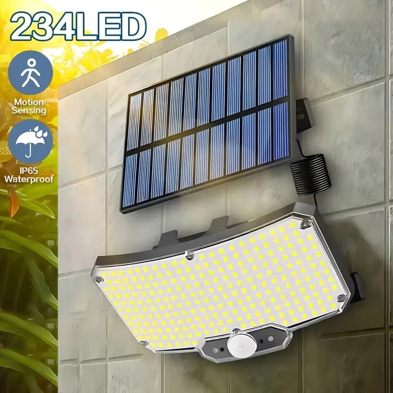 Outdoor Lighting Patio - 234LED ソーラー屋外ライト モーションセンサー 超高輝度 リモートウォールフラッドランプ セキュリティ防水
