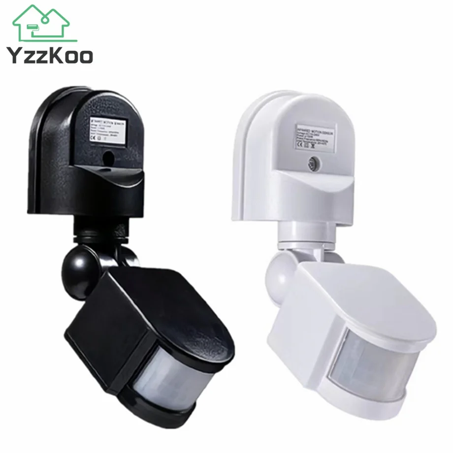 Outdoor Lighting Timer Switch - LEDライト付き自動赤外線センサー,モーションセンサー,180度回転,屋外タイマー,85-265v