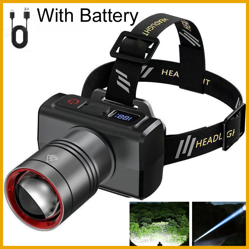 Outdoor Lighting Sensor - 2026 LEDデジタル充電式ヘッドランプ 超高輝度ヘッドLEDライト モーションセンサー懐中電灯 アウトドアキャンプ用フラッシュランタン