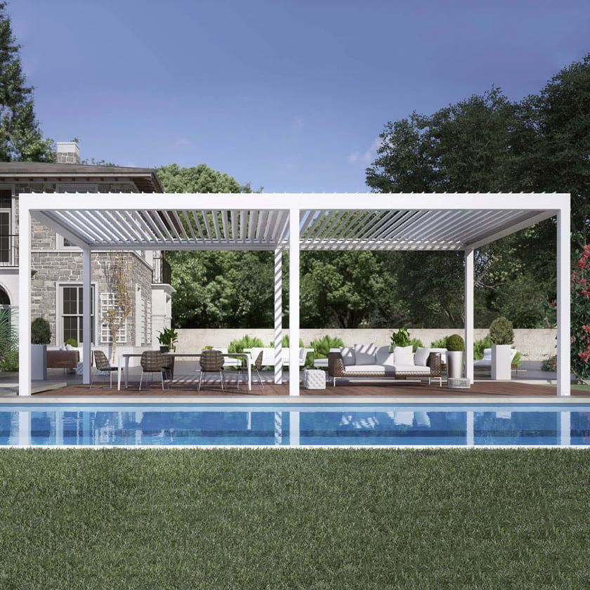 Outdoor Lighting Gazebo - 陽極酸化処理済みプール用アルミ合金製パビリオン、日よけ・雨よけ屋外パーゴラ（LEDライト付きパーティーガゼボ）