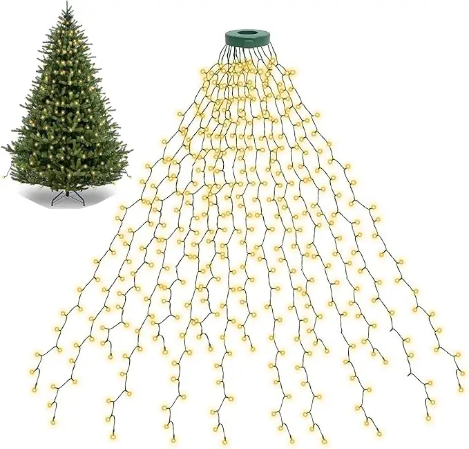 Outdoor Lighting Tree - LEDクリスマスツリーライト 新年ガーランドストリング パティオガーデン用 1.5M/2M/3M ウォーターフォールライト クリスマスデコレーション