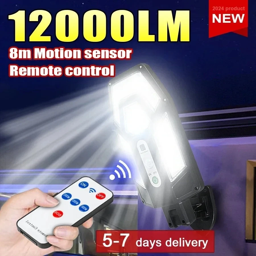 Outdoor Lighting Ideas - 12000LM強力ソーラーウォールランプ、リモコン付き屋外IP65防水LED投光器、センサー付きガーデンヤードランタン街路灯