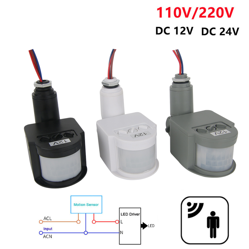 Outdoor Lighting Timer Switch - 赤外線モーション検出器,220/110V,12/24 V,自動壁掛けタイマー,LEDモーションセンサー,屋外照明