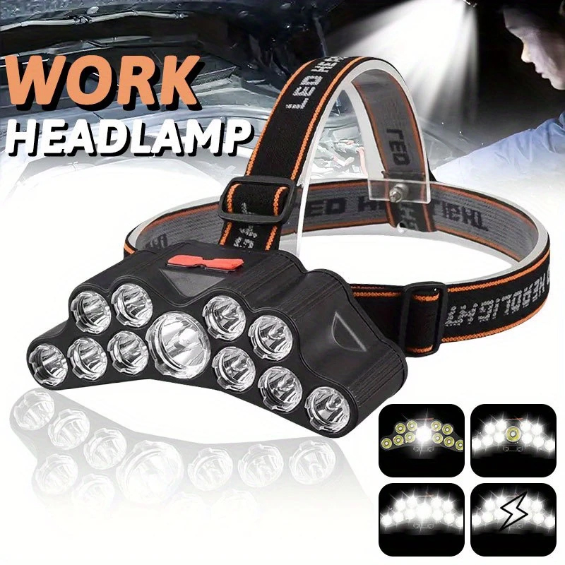 Outdoor Lighting Globes - 11 LED ヘッドランプ強力な光ヘッドランプ Type-C 充電式ヘッドライト内蔵 18650