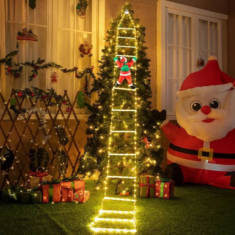 Outdoor Lighting Tree - LEDクリスマスライト クリスマス装飾用はしご型ライトストリング サンタクロース付き 室内/屋外 窓/庭/クリスマスツリー飾り