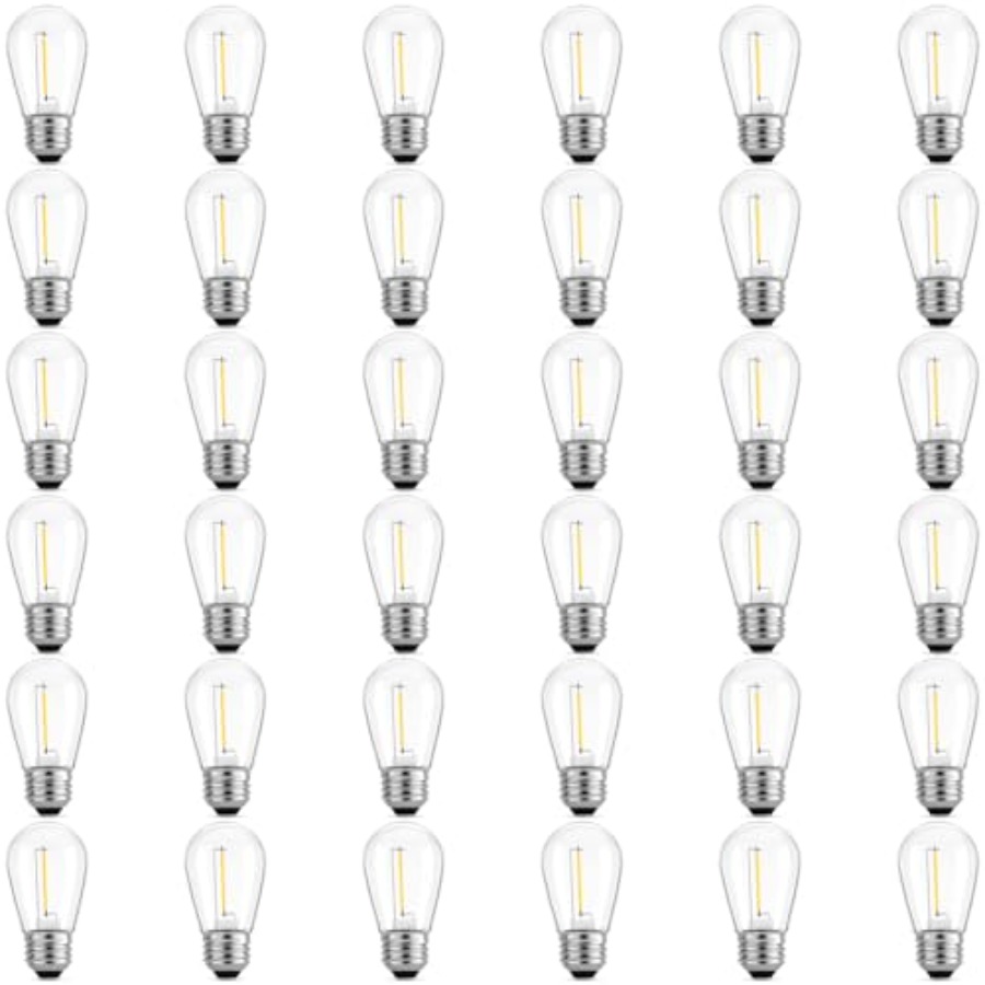 Outdoor Lighting Patio - 36 パック S14 LED 電球、屋外ストリングライト用、飛散防止交換用エジソン電球、パティオストリングライト用、屋外防水