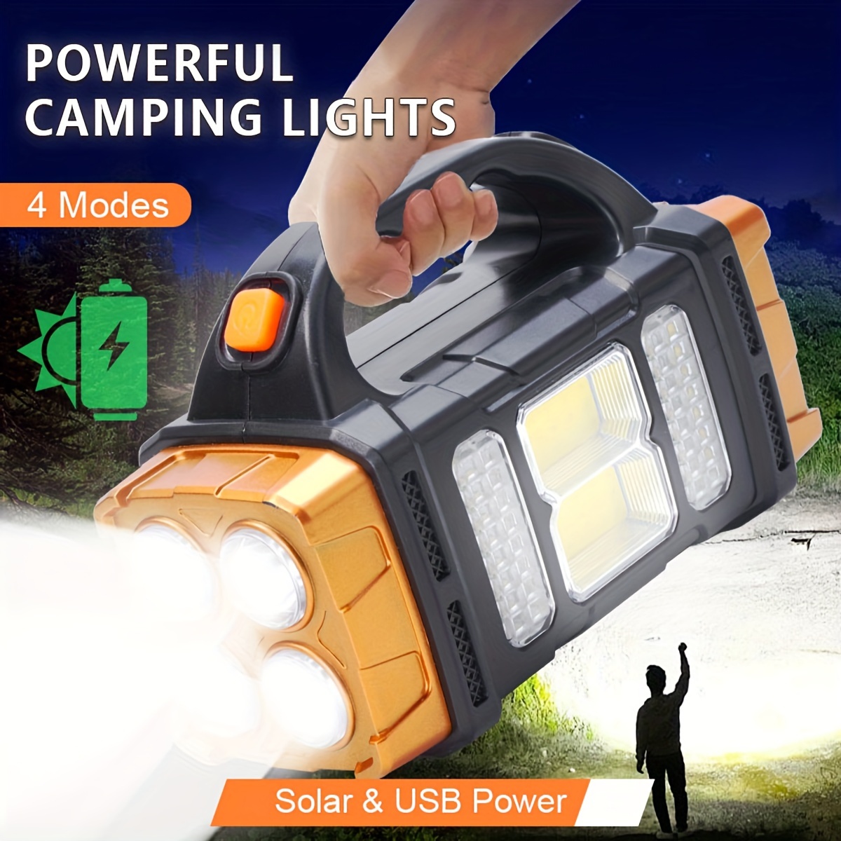 Outdoor Lighting Ideas - 新しいアップグレード充電式ハイパワーソーラー LED 懐中電灯電源銀行付き防水多機能ハンドランプ屋外用