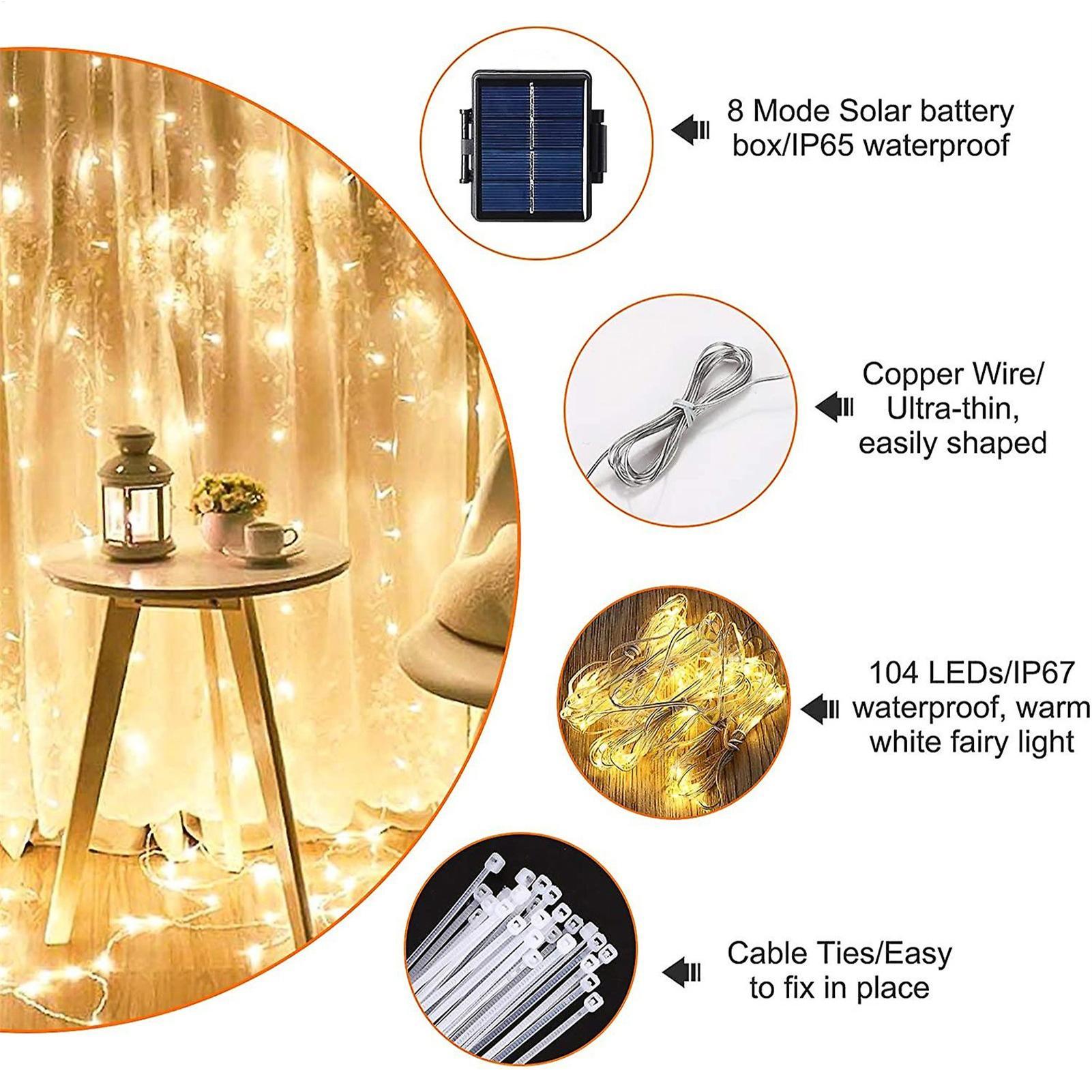 Outdoor Lighting Gazebo - ソーラーアンブレラストリングライト 104LED パラソルストリングランプ 屋外防水ソーラーライト ガーデン芝生日よけ傘ライト