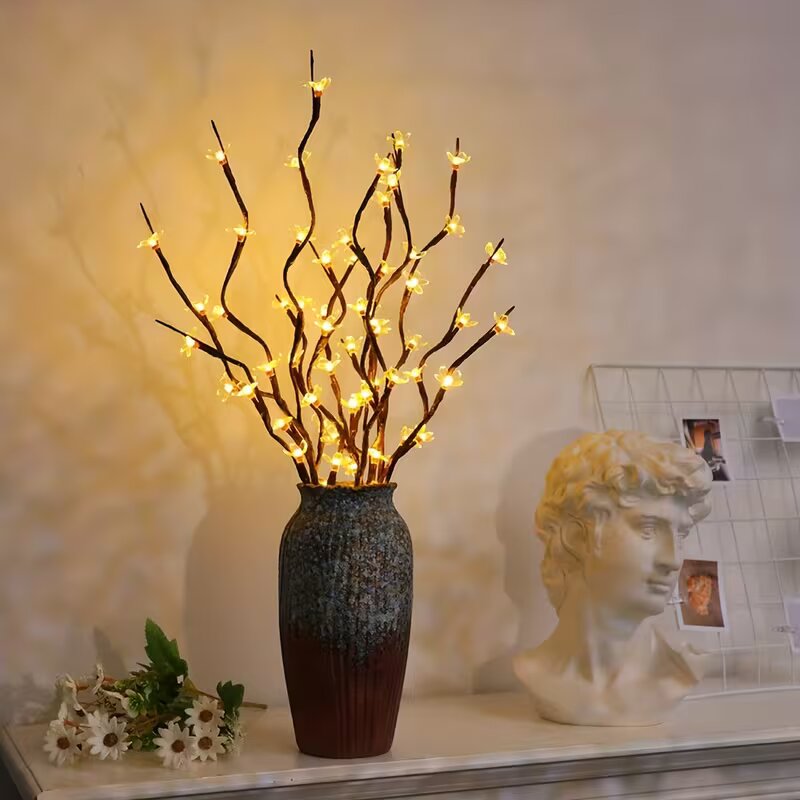 Outdoor Lighting Tree - 1/2PC 20LED 桜の枝ライト屋内屋外ホームデコレーションランプロマンチックな電池式テーブルライト花瓶用