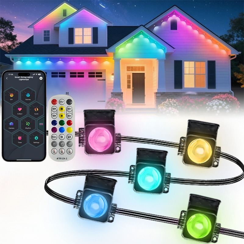 Outdoor Lighting Timer Switch - スマート屋外軒先ライト、常設屋外照明、IP67防水、アプリ制御、タイマースイッチ、ハロウィンに最適
