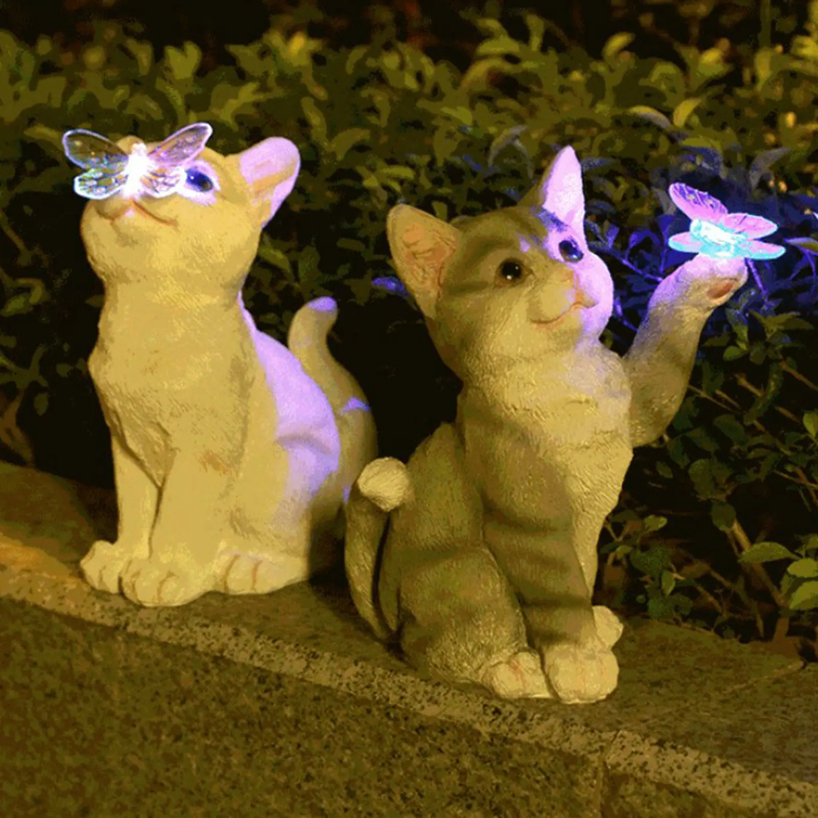 Outdoor Lighting Gazebo - 屋外猫彫刻置物ペンダントガーデン LED ソーラーライトかわいい猫動物像彫刻風景庭用