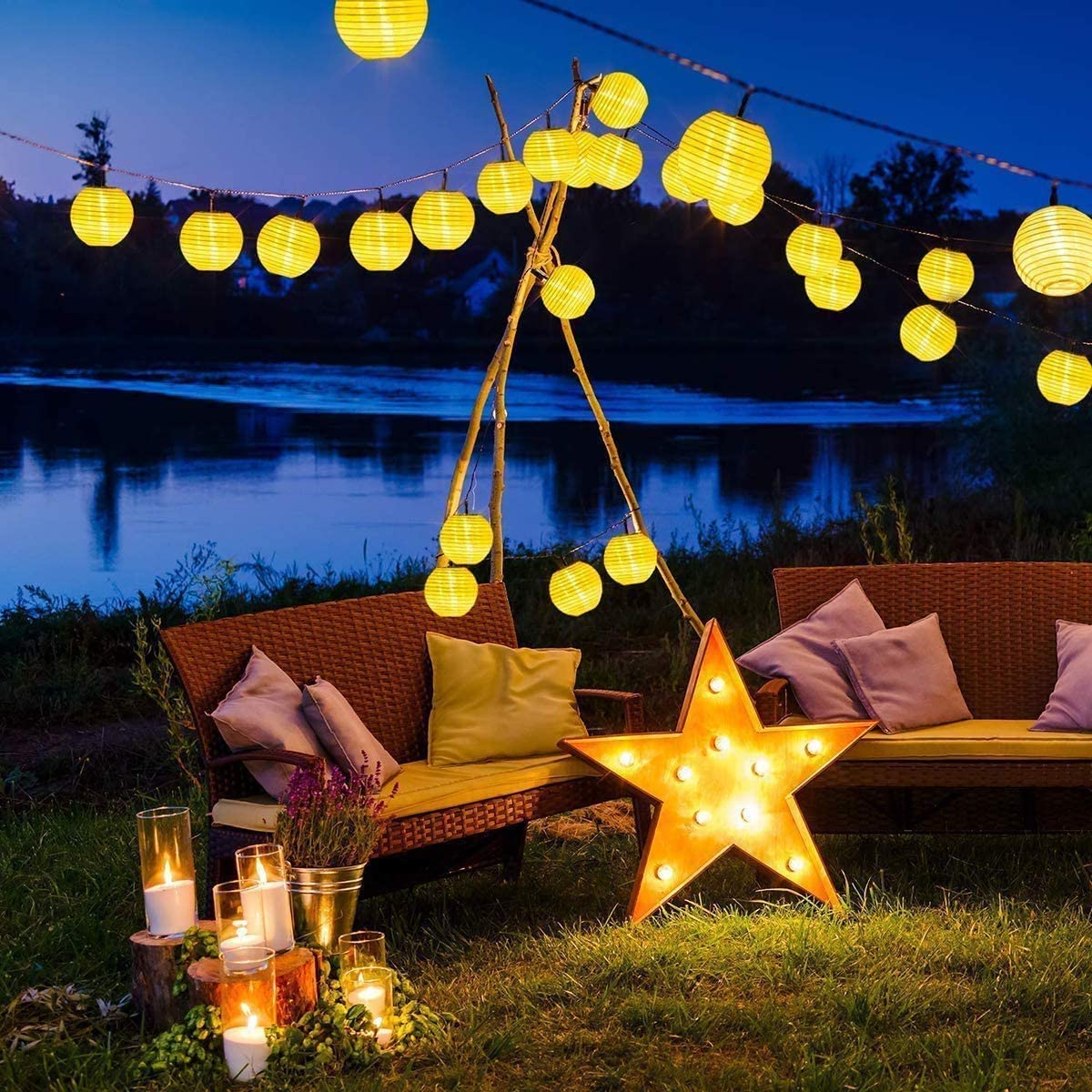 防水ソーラーランタン,6.5m,30 LED,屋外,庭の装飾 - Outdoor Lighting Driveway のレビューと価格