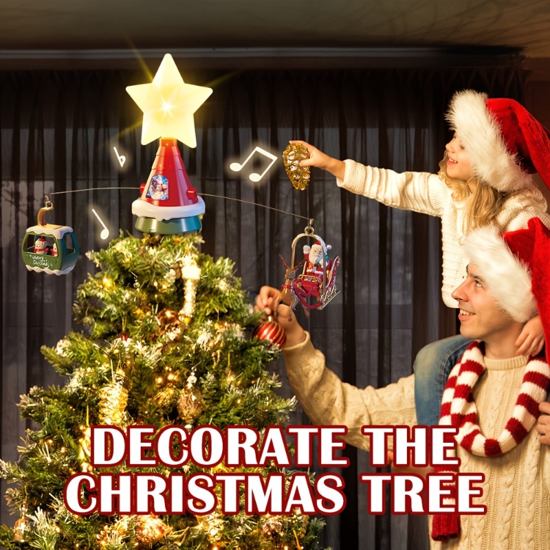 クリスマスツリーの頂上に置く回転式メリーゴーランド、音楽とラ - Outdoor Lighting Tree のレビューと価格