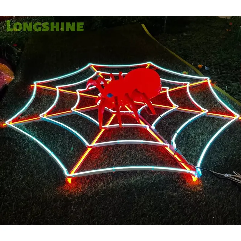 ハロウィン用スパイダーウェブLEDライト、屋外ガーデン用壁掛 - Outdoor Lighting Tree のレビューと価格