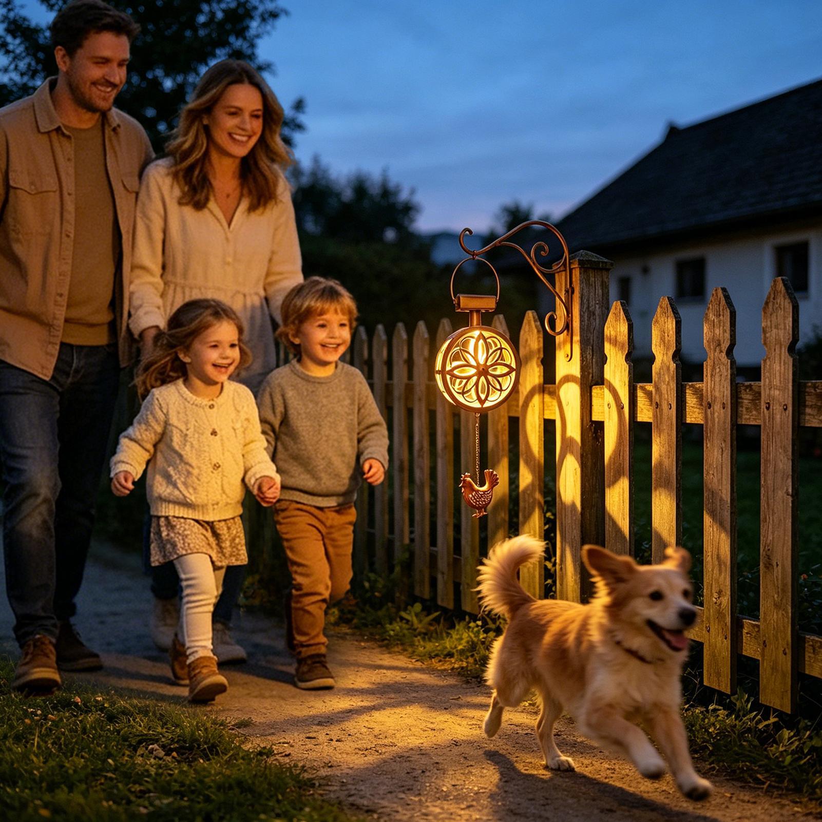 ソーラー屋外吊り下げペンダントライト鉄風鈴フラワーランプ防水 - Outdoor Lighting Pendant のレビューと価格