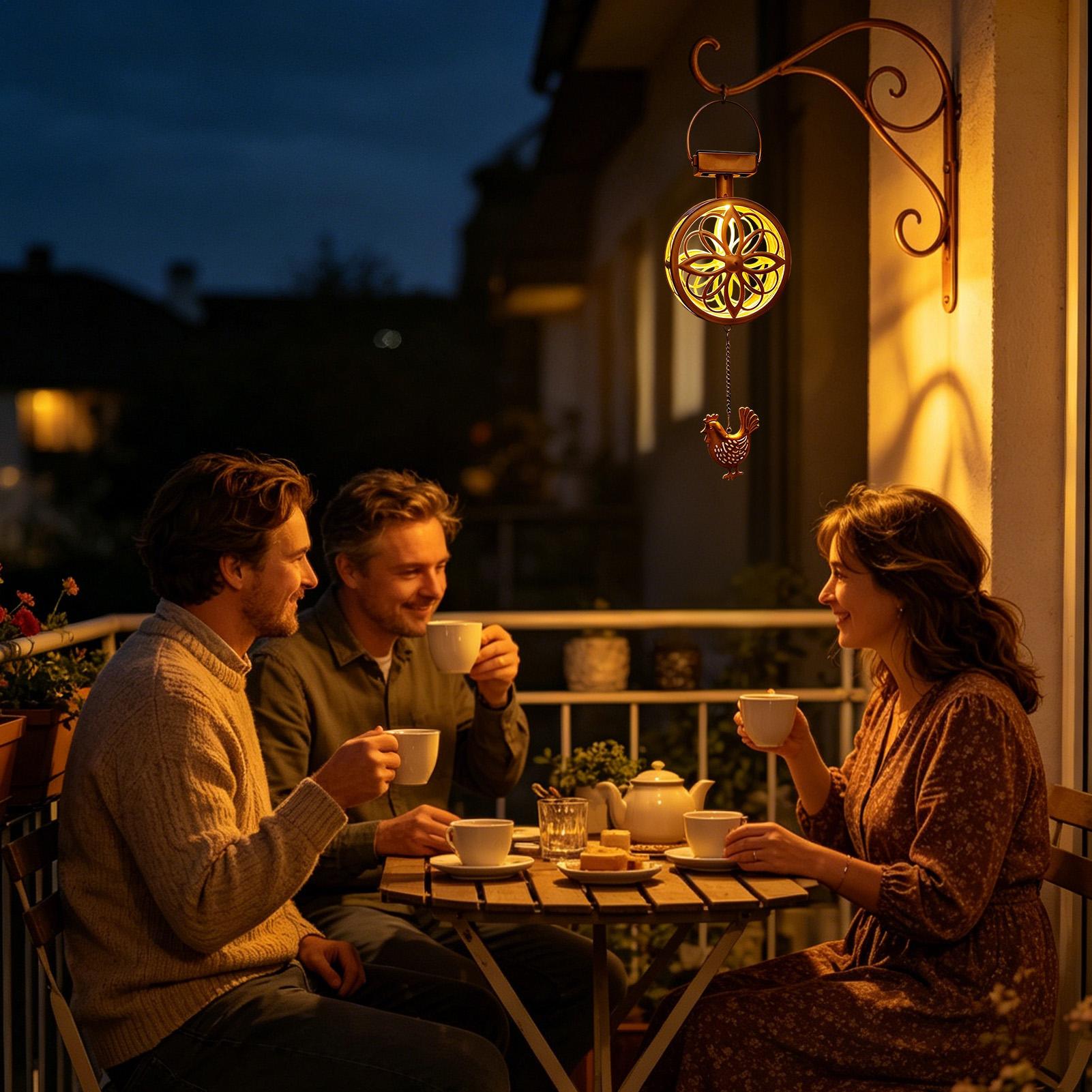 ソーラー屋外吊り下げペンダントライト鉄風鈴フラワーランプ防水 - Outdoor Lighting Pendant のレビューと価格