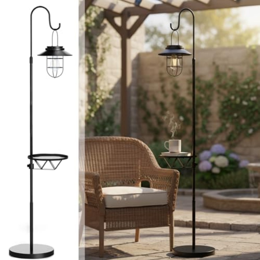 ソーラーフロアランプ（テーブル付き）、60インチ屋外用シェパ - Outdoor Lighting Patio のレビューと価格