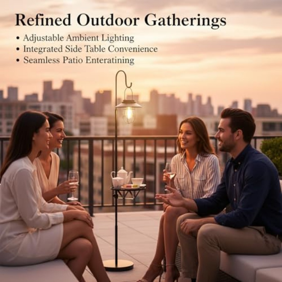 ソーラーフロアランプ（テーブル付き）、60インチ屋外用シェパ - Outdoor Lighting Patio のレビューと価格