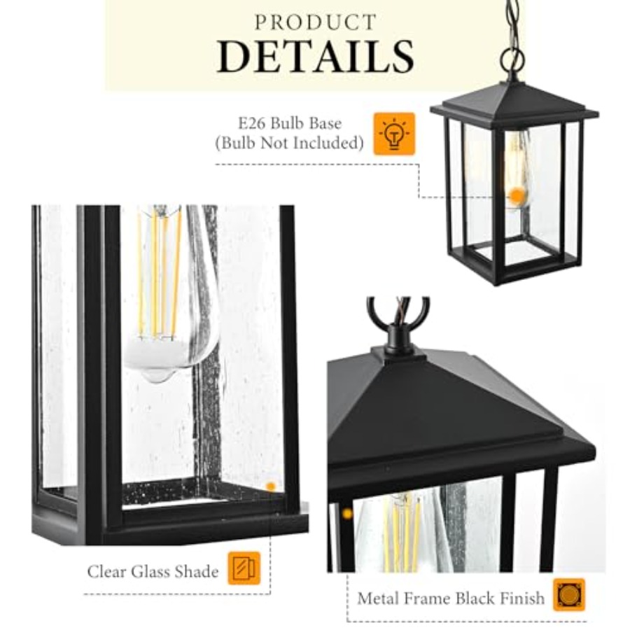 パティオ用屋外ペンダントライト、ポーチ用屋外ペンダント照明器 - Outdoor Lighting Pendant のレビューと価格
