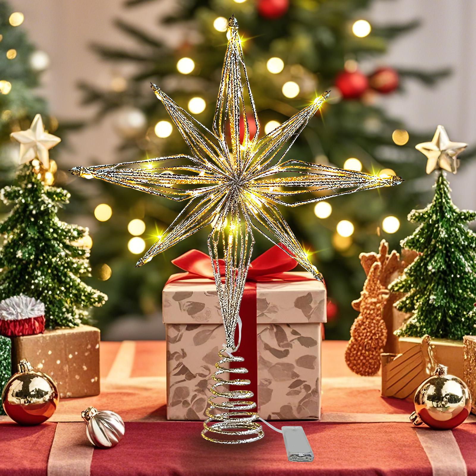 3D LEDライトアップクリスマスツリートッパー星型クリスマ - Outdoor Lighting Tree のレビューと価格