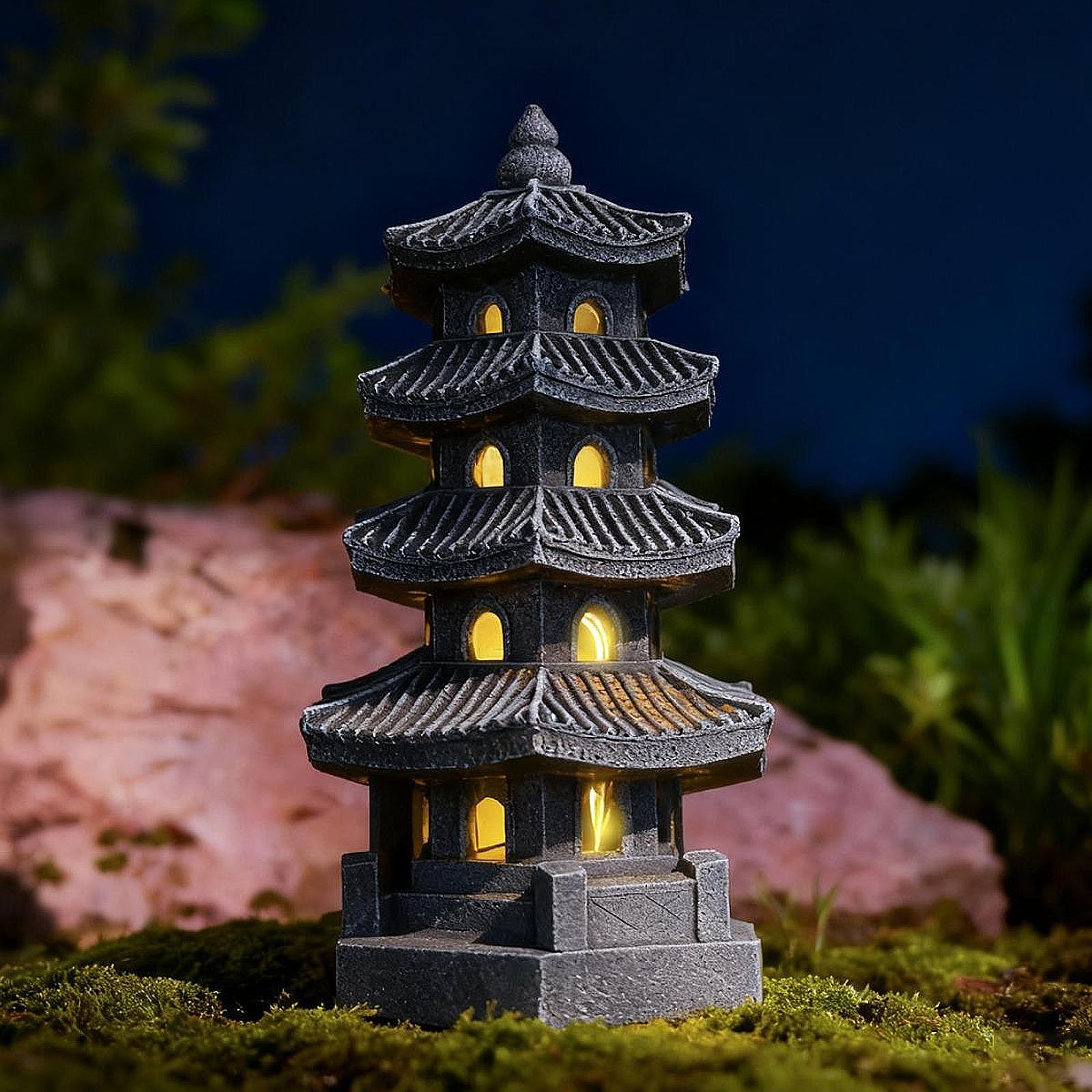 ソーラーパゴダランタンガーデンスタチュー屋外禅風和風ランプオ - Outdoor Lighting Driveway のレビューと価格