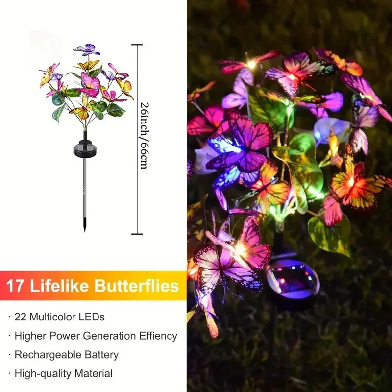 ソーラー LED バタフライガーデンライト防水カラフルな屋外 - Outdoor Lighting Gazebo のレビューと価格