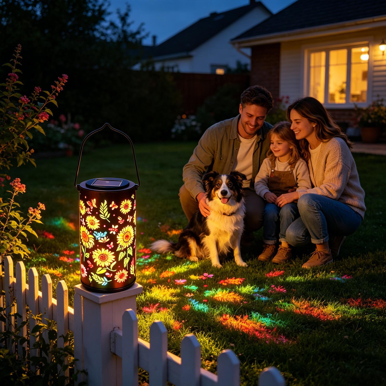 ひまわりソーラーランタン耐候性金属製カラフルなひまわりソーラ - Outdoor Lighting Patio のレビューと価格