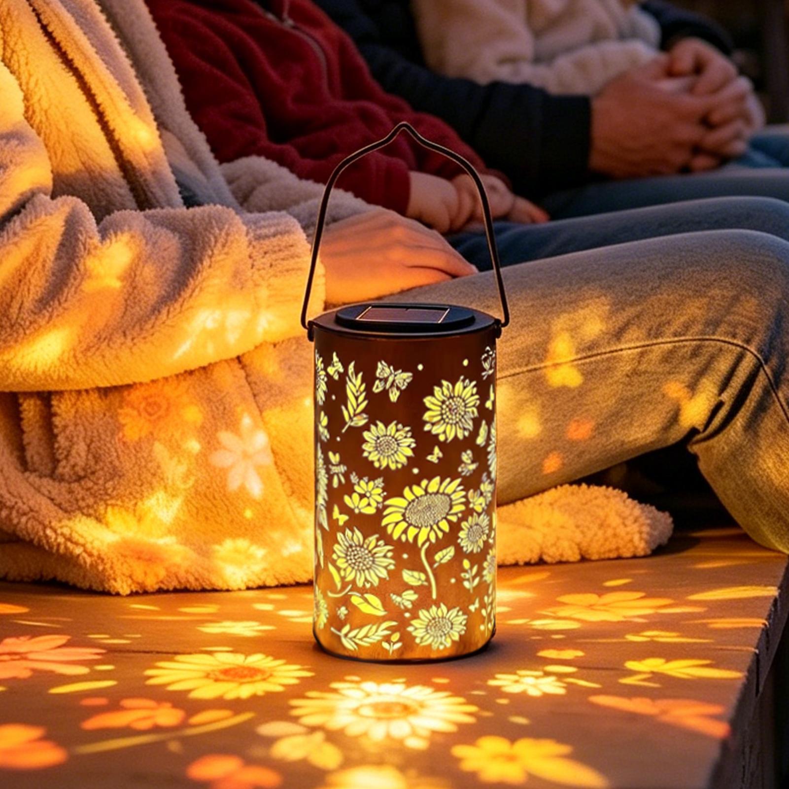 ひまわりソーラーランタン耐候性金属製カラフルなひまわりソーラ - Outdoor Lighting Patio のレビューと価格