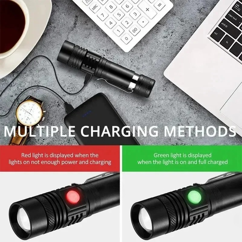 充電式 T6 ハンドヘルド懐中電灯使用 18650 ズームト - Outdoor Lighting Ideas のレビューと価格