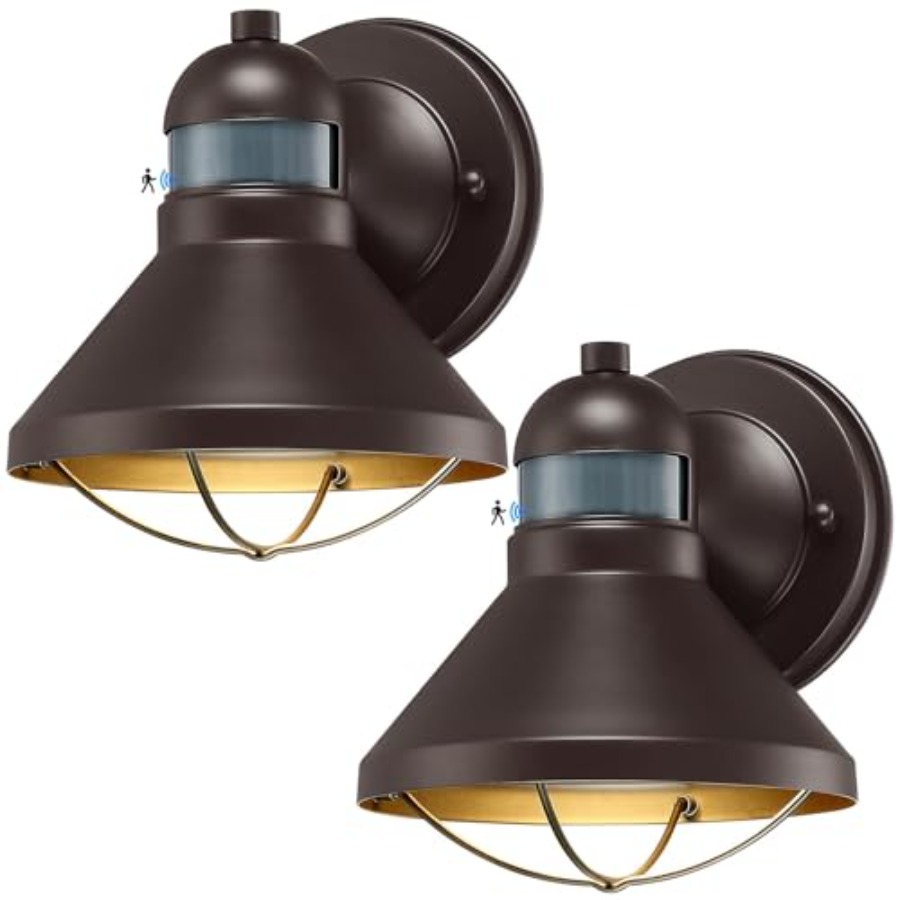 2個パック モーションセンサー付き屋外LEDウォールスコンス - Outdoor Lighting Sensor のレビューと価格