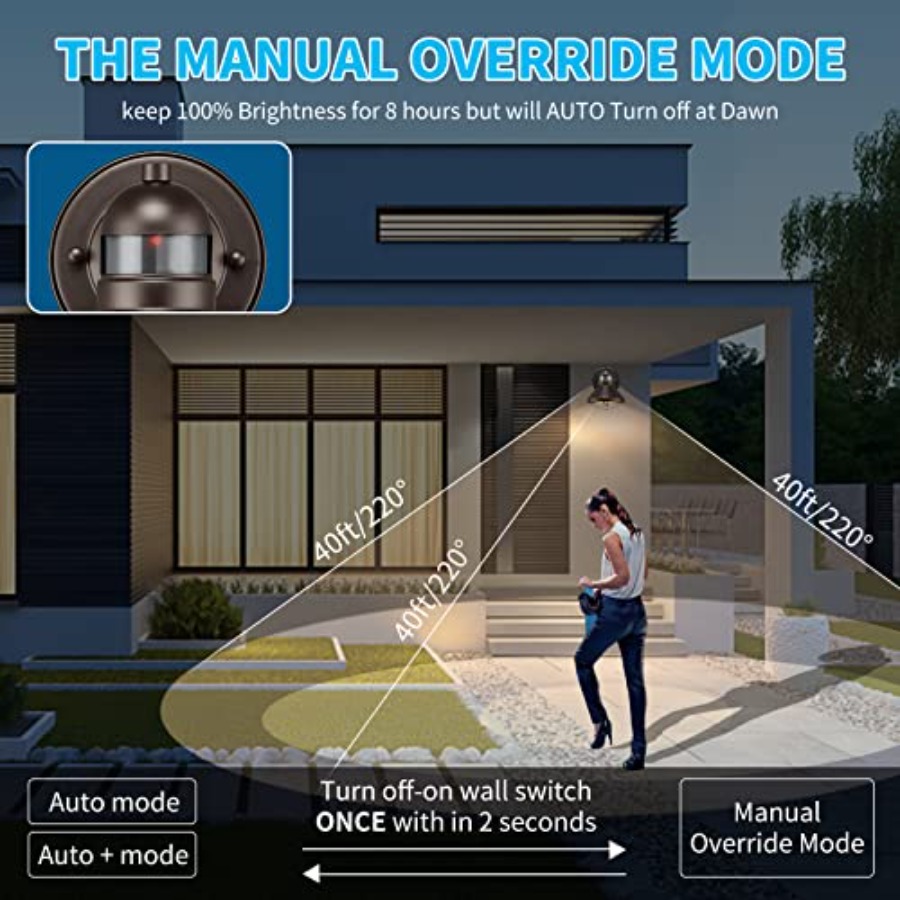 2個パック モーションセンサー付き屋外LEDウォールスコンス - Outdoor Lighting Sensor のレビューと価格