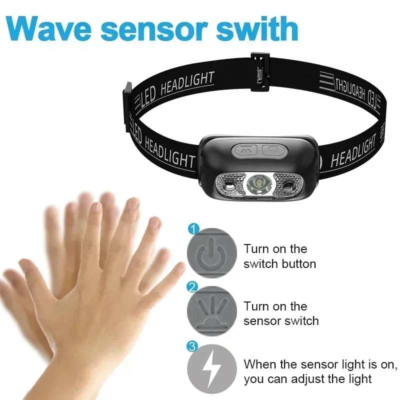 強力なライトヘッドランプポータブル LED センサーヘッドラ - Outdoor Lighting Sensor のレビューと価格