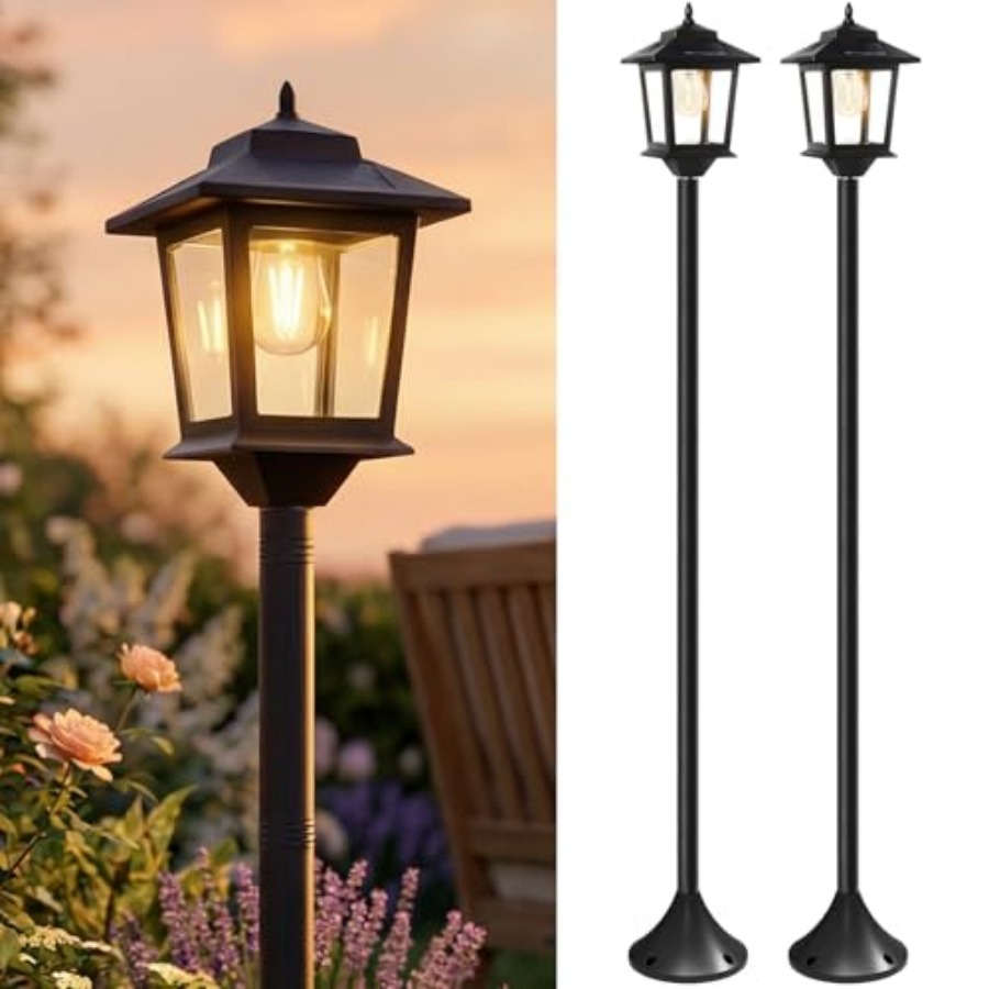屋外ソーラーポストライト、2個パック63インチ夕暮れから夜明 - Outdoor Lighting Patio のレビューと価格