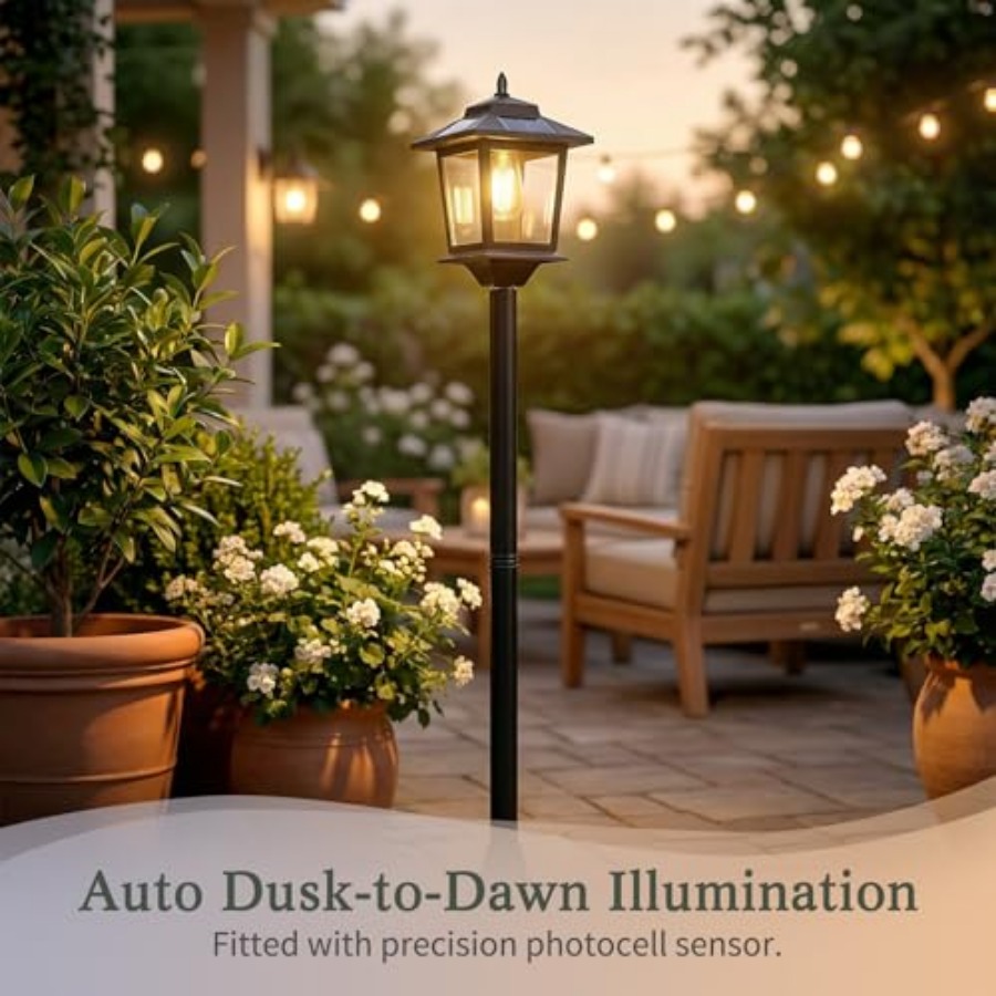 屋外ソーラーポストライト、2個パック63インチ夕暮れから夜明 - Outdoor Lighting Patio のレビューと価格