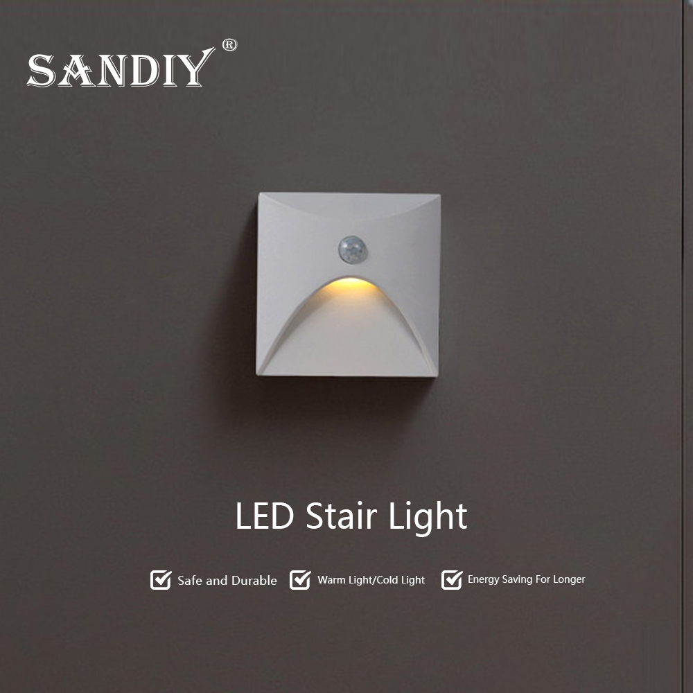 SANDIY 埋め込まれた階段ライト白い壁の燭台ランプの動き - Outdoor Lighting Timer Switch のレビューと価格