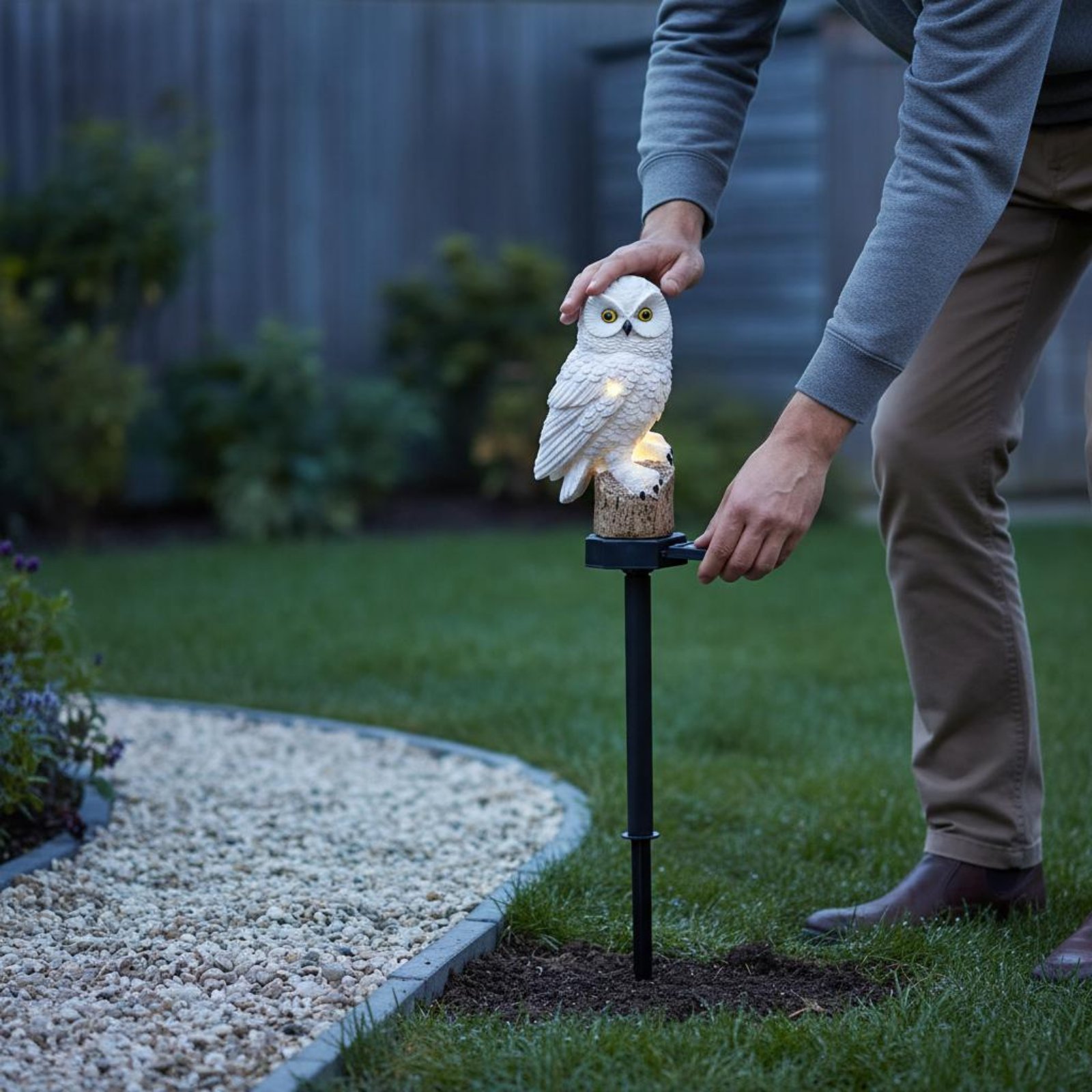 ソーラーフクロウ型ステークライト 防水ソーラーガーデンフクロ - Outdoor Lighting Pathway のレビューと価格