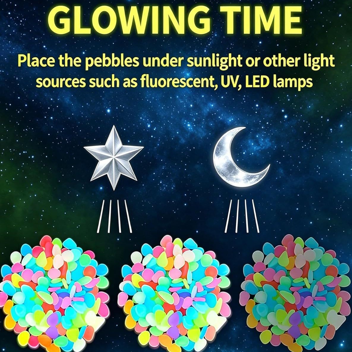 カラフルな暗闇で光る発光石、庭石、屋外庭園通路、水槽、鉢植え - Outdoor Lighting Pathway のレビューと価格