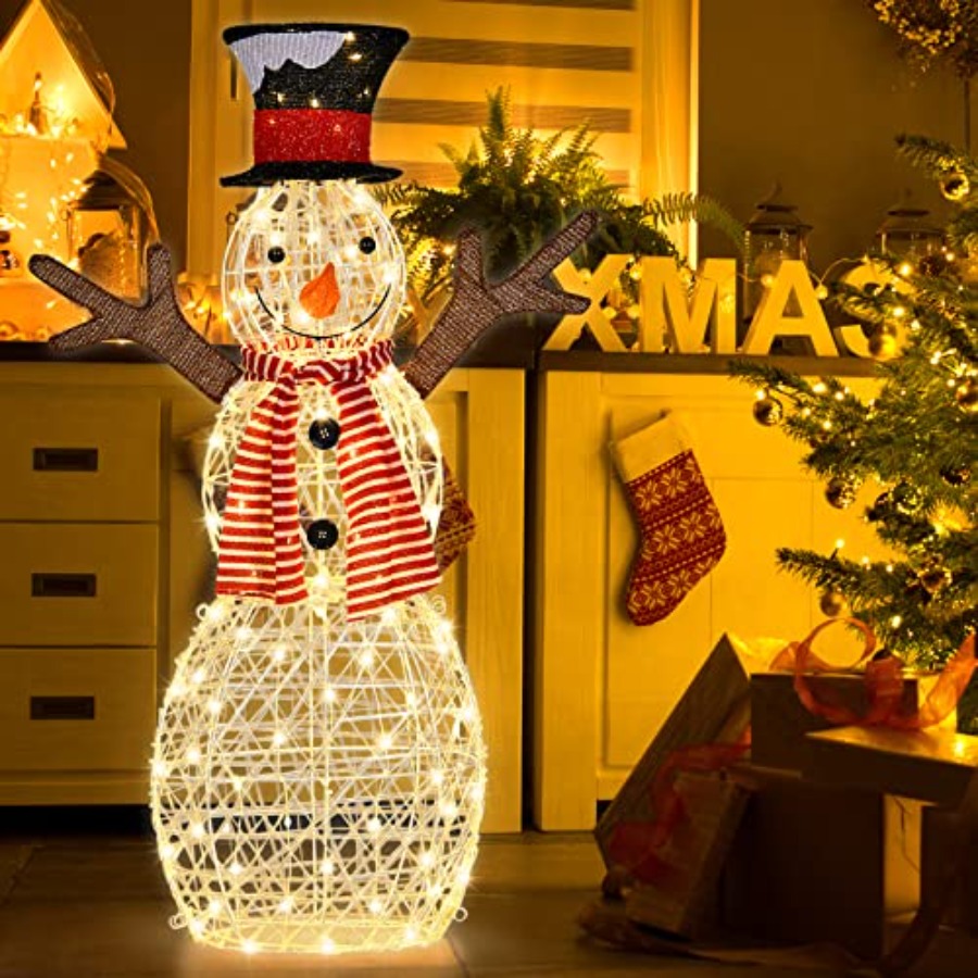 クリスマス屋外用ライトアップスノーマンヤードデコレーション、 - Outdoor Lighting In Ground のレビューと価格
