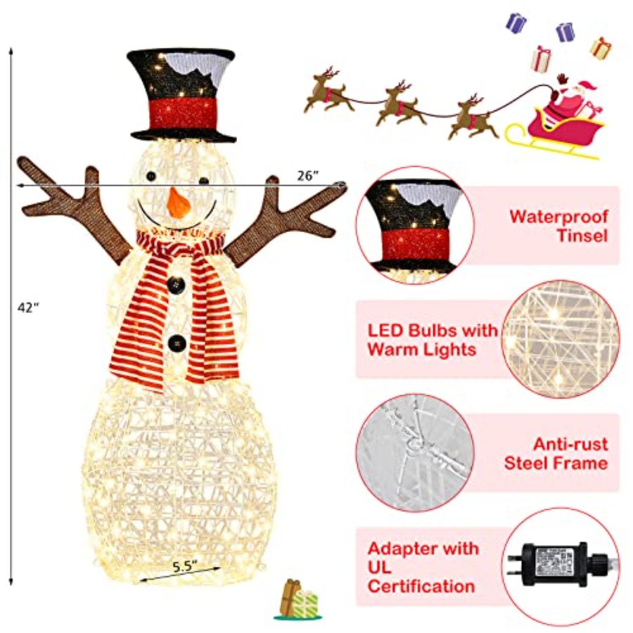 クリスマス屋外用ライトアップスノーマンヤードデコレーション、 - Outdoor Lighting In Ground のレビューと価格
