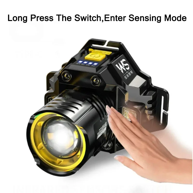 充電式強力LEDヘッドランプ、伸縮式ズームセンサーヘッドライ - Outdoor Lighting Sensor のレビューと価格