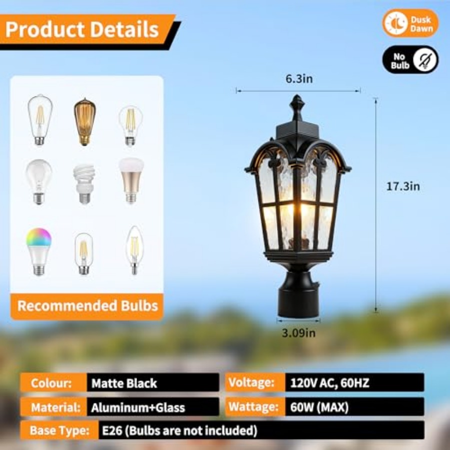 センサー屋外ポストライト防水ポストライト器具屋外防錆防水エク - Outdoor Lighting Battery のレビューと価格