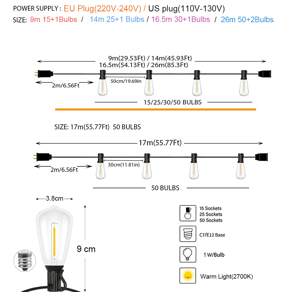 屋外装飾用LEDストリングライト,パティオ,庭,テラス,結婚 - Outdoor Lighting Driveway のレビューと価格