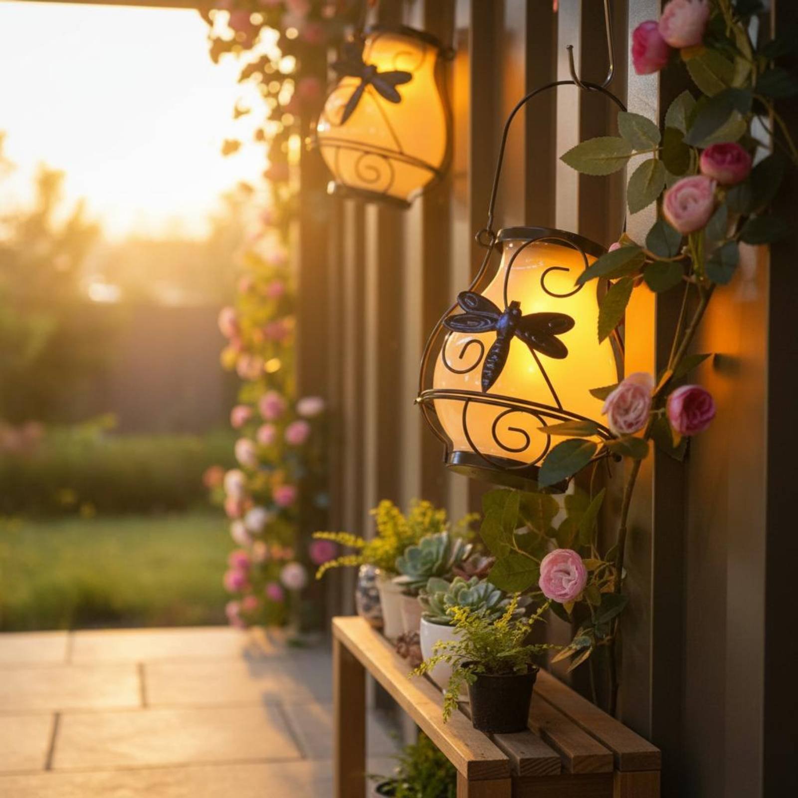 ソーラーバタフライランタン 防水バタフライソーラーランタン  - Outdoor Lighting Patio のレビューと価格