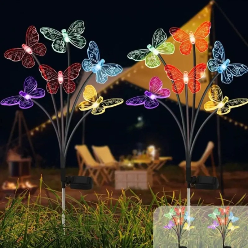 ソーラー式バタフライライト、防水LEDガーデンステークライト - Outdoor Lighting Patio のレビューと価格
